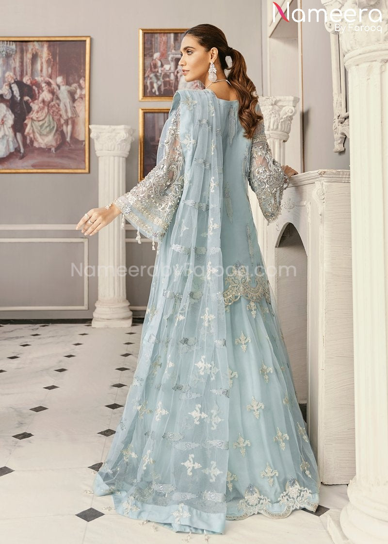Pakistani Lehenga with Long Kurti Online 2021 Backside Look