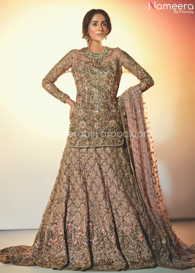Pakistani Lehenga with Short Kurti for Bridal Front Look