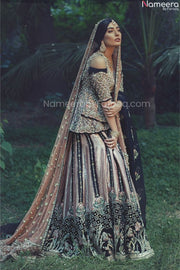 ﻿Pakistani Lehnga Bridal Dress in Peplum Frock 