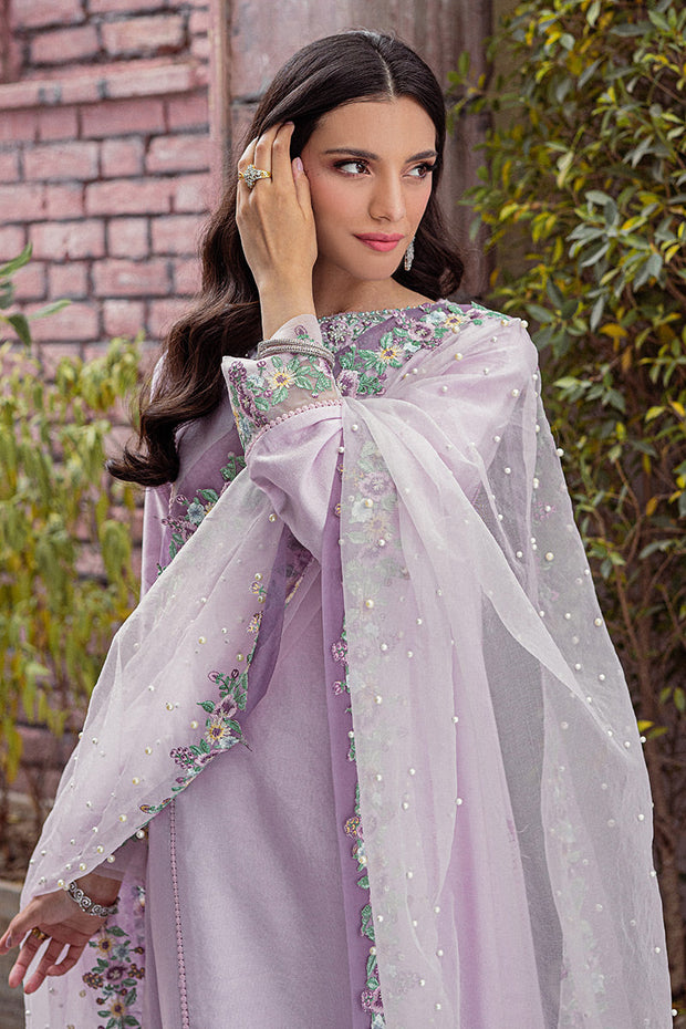 Pakistani Lilac Silk Salwar Kameez Ladies Party Dre