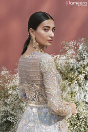 Pakistani Long Gown Powder Blue Bridal Lehnga 2022