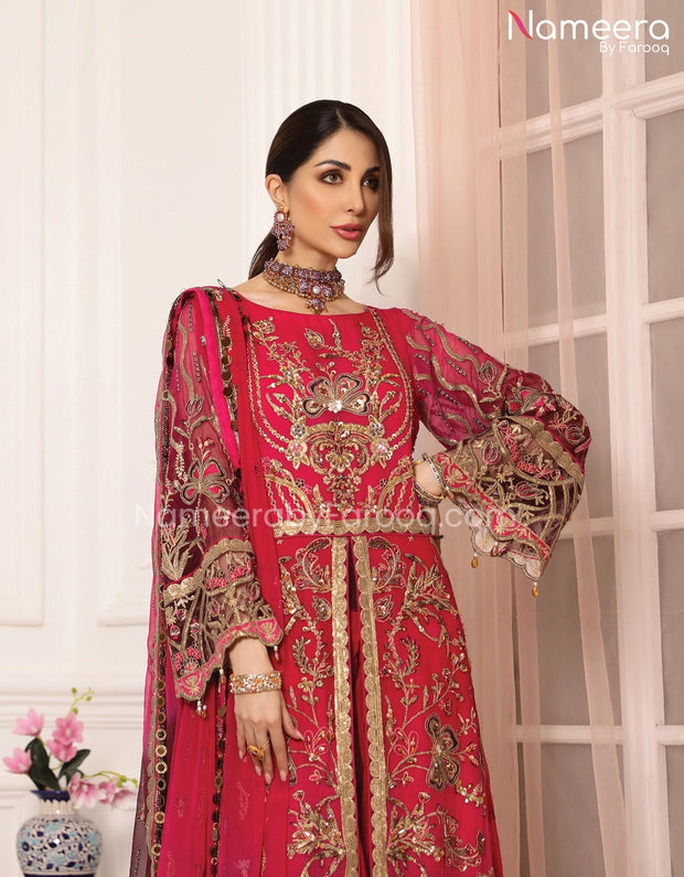 Zara Shahjahan Pakistani Gown Dress in Red Color Online 2021 SMALL Zara Shahjahan Pakistani Gown Dress in Red Color Online 2021 SMALL