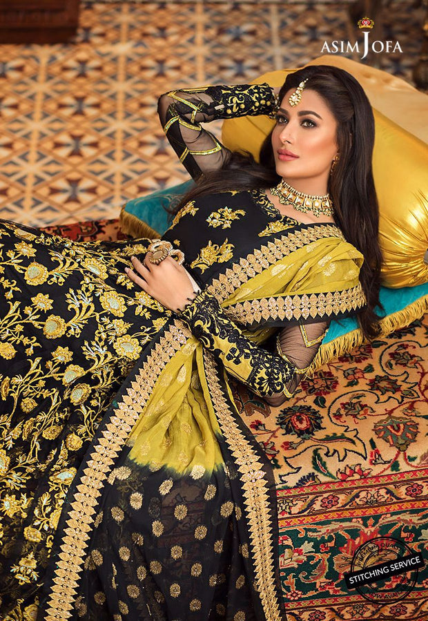 Pakistani Luxury Wedding Party Dress in Black Color 