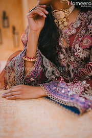 Pakistani Maroon Color Dress for Wedding Party CLose Up