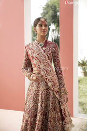 Pakistani Maroon Lehenga Bridal Dress with Choli 2022