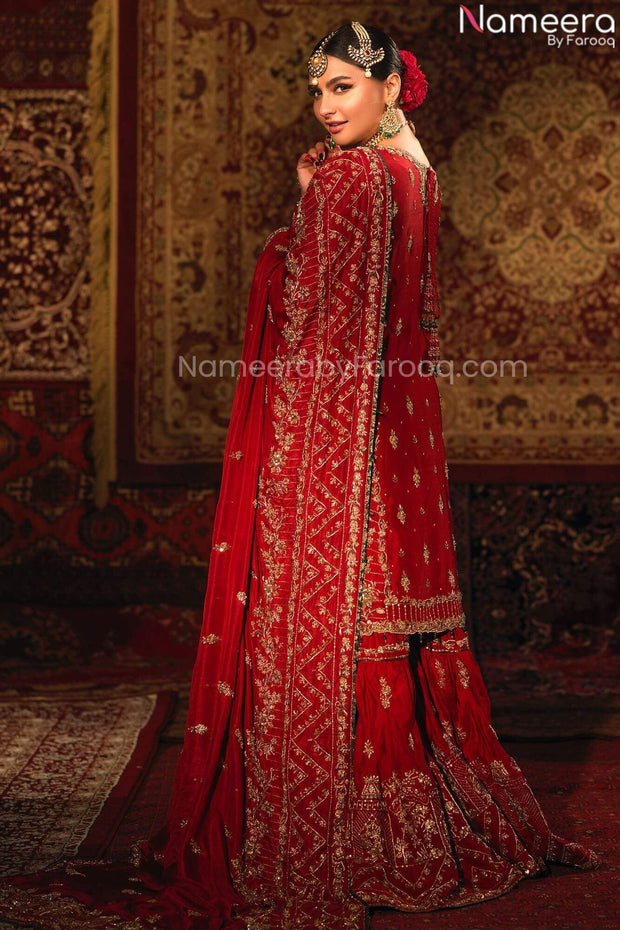Pakistani Maroon Lehnga Shirt for Wedding Wear  2022