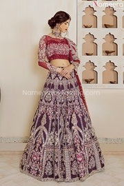 Pakistani Maroon Wedding Lehenga Design Online