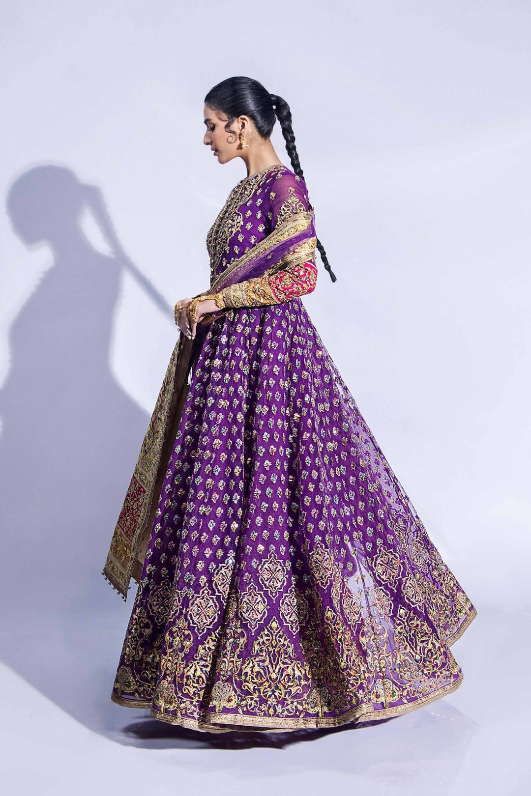 Pakistani Mehndi Dress in Jacket and Sharara Style Online