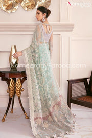 Pakistani Mint Green Dress with Embroidered Work Online