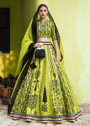 Pakistani Neon Green Lehenga Bridal with Choli