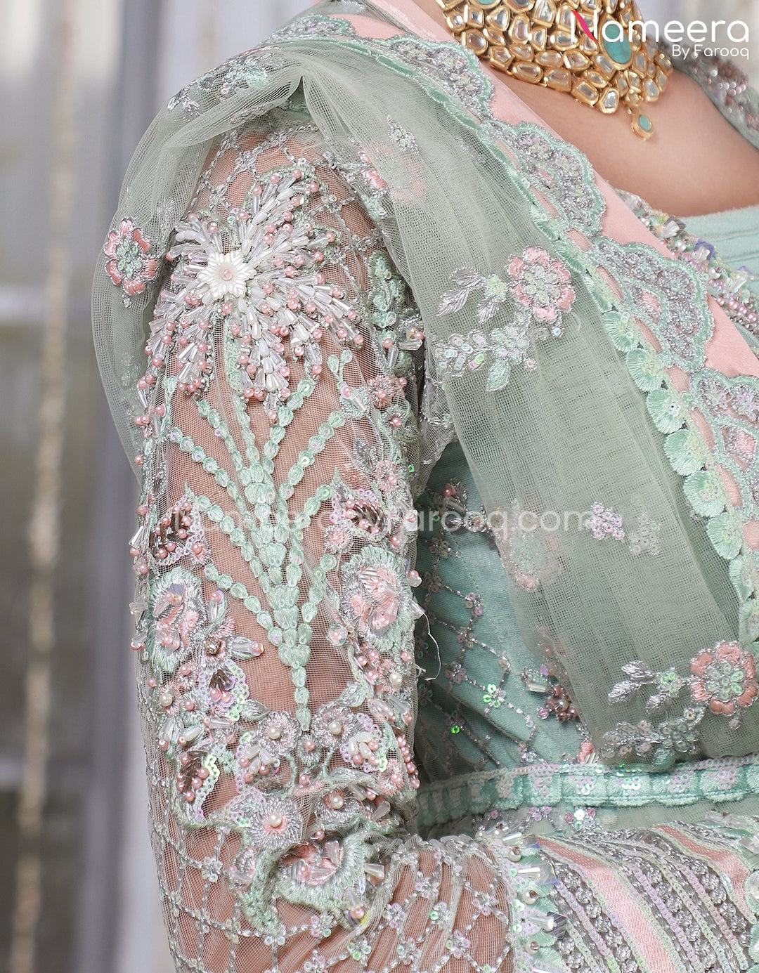 neted dress designs Embroidered Sky Blue Pakistani in Net Fabric Online – Nameera by Farooq navy strapless satin dress 14 Bridesmaid Dress Brands and Kiran around the Train length:Chapel train