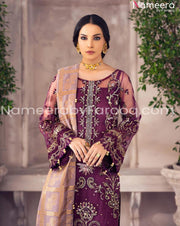 Pakistani Net Embroidered Party Dress closeup View