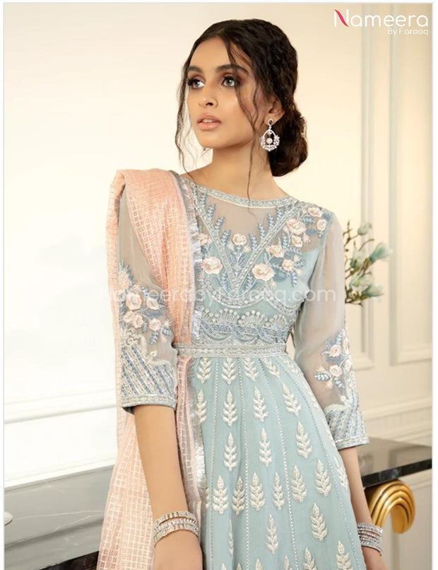 Pakistani New Frock Design for Wedding Party Closeup View