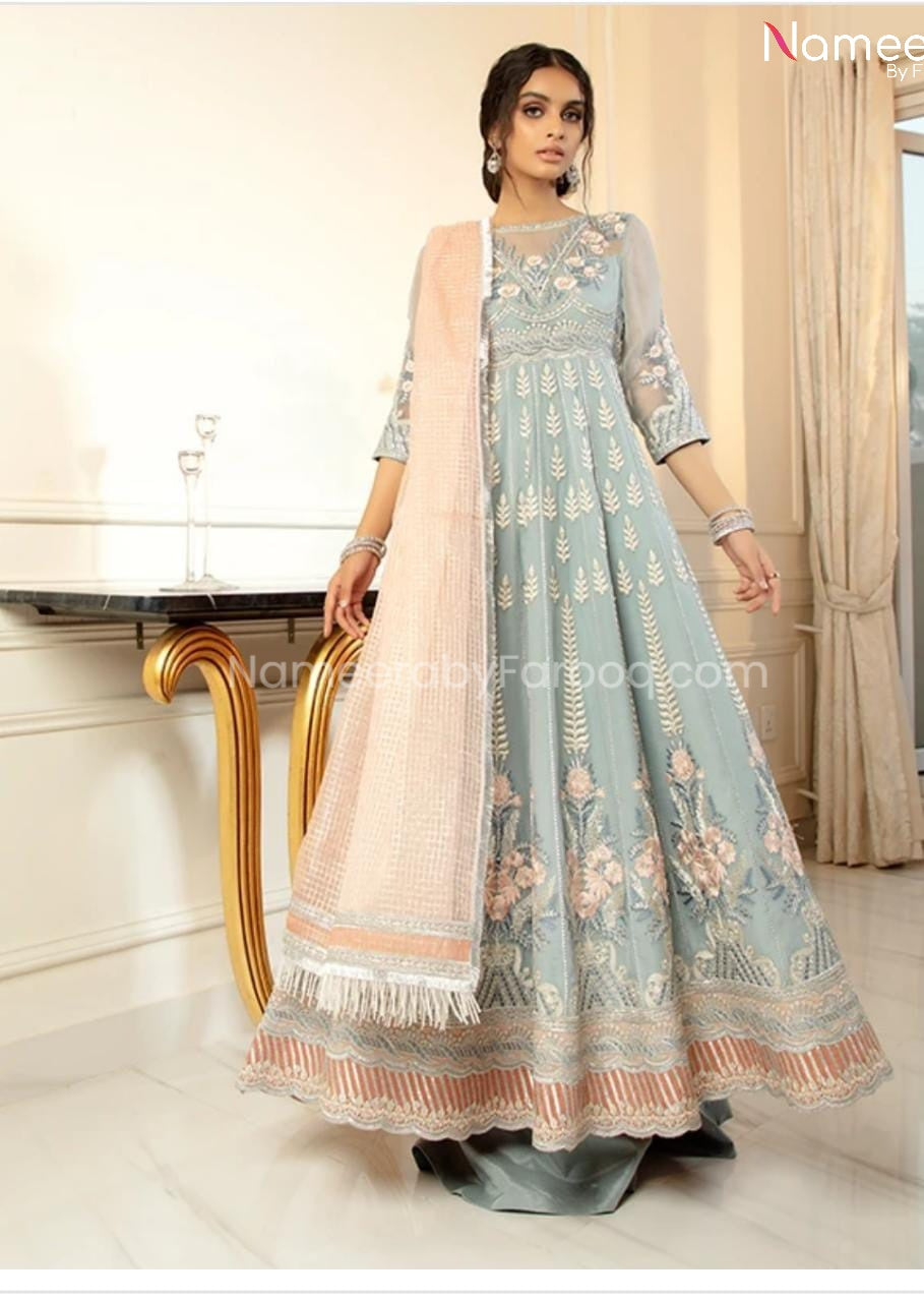 Pakistani New Frock Design for Wedding Party Front Look
