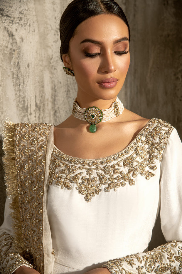 Pakistani Nikkah Dress for Bride in Pishwas Style