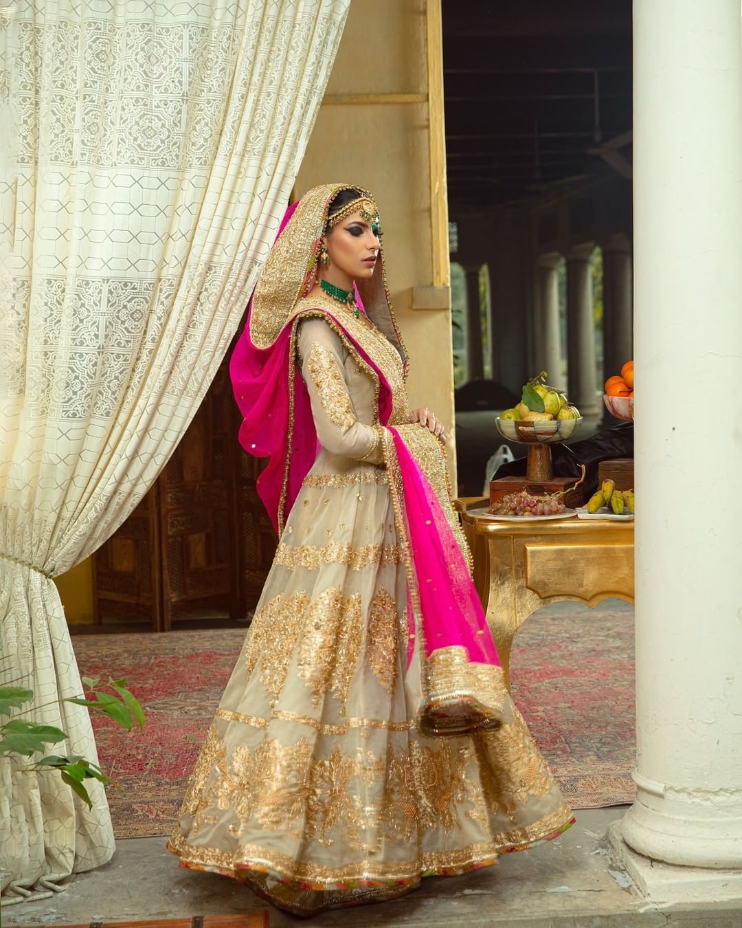 Exquisite Off White Pishwas Frock & Sharara - Bridal Dress