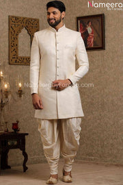 Pakistani Off White Simple Sherwani for Groom Second Look 