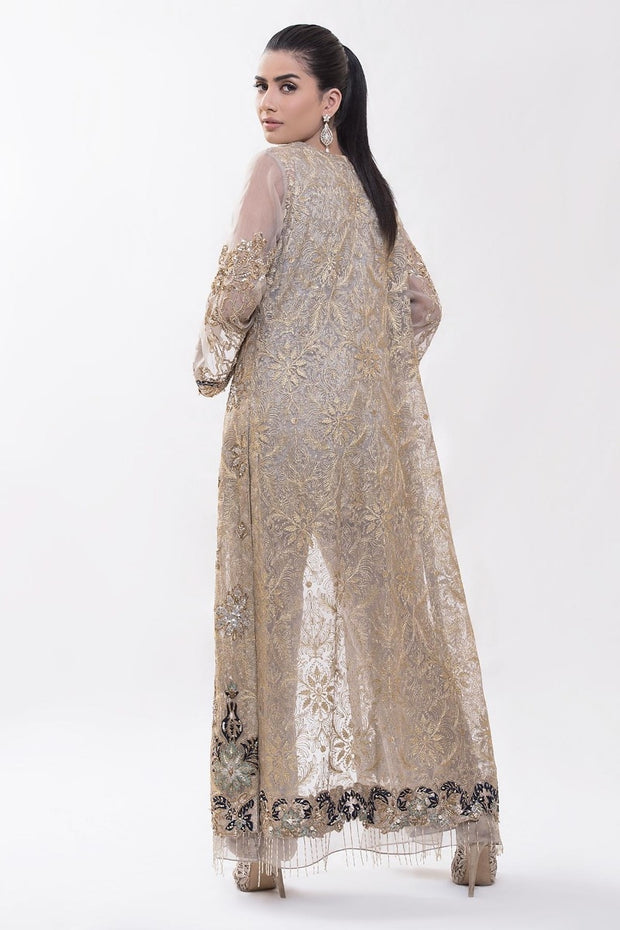 Pakistani Organza Jacket  with Pant for Party Backside Look