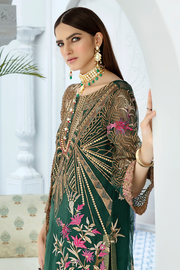 Pakistani Party Dress  Parrot Green Silk Chiffon Party Outfit