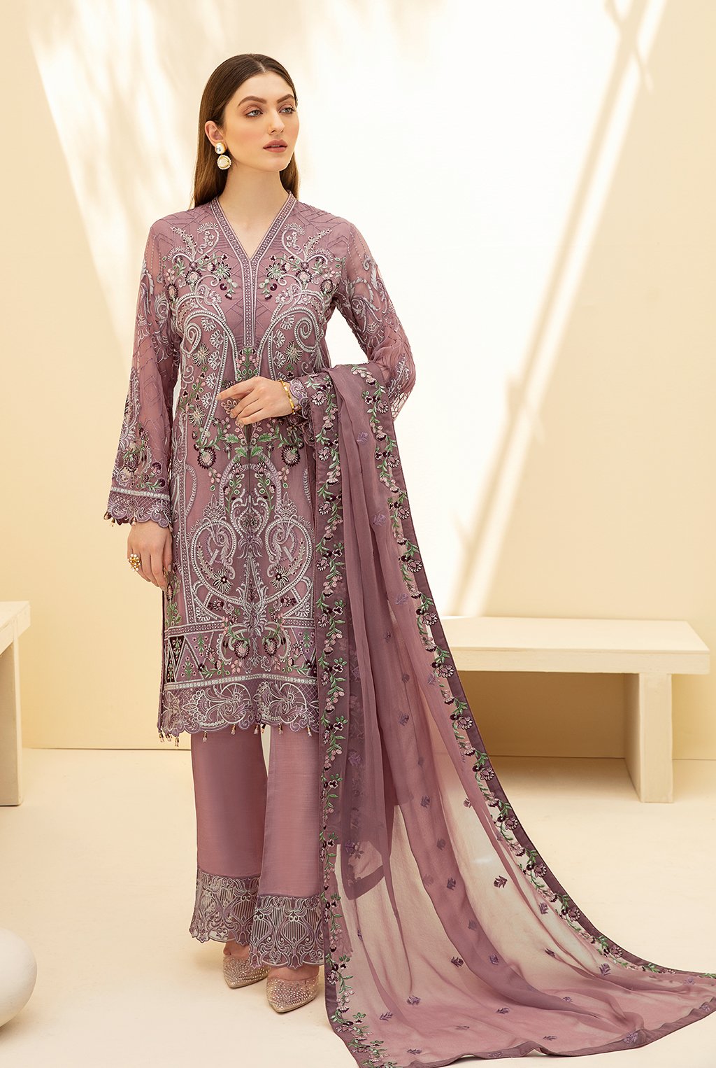 open lace back dress Deepak Perwani Pakistani Party Dress in Purple Shade Online – Nameera by  Farooq