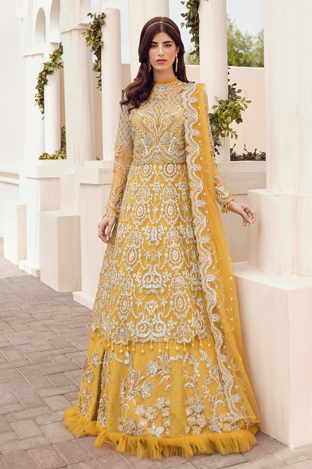 Elegant Embroidered Maxi Dress In Yellow Color Online 2021