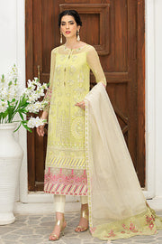 Pakistani Party Dress in Embroidered Kameez Trouser and Dupatta Style in Premium Chiffon