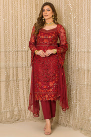Pakistani Party Dress in Embroidered Organza Kameez Trousers and Dupatta Style