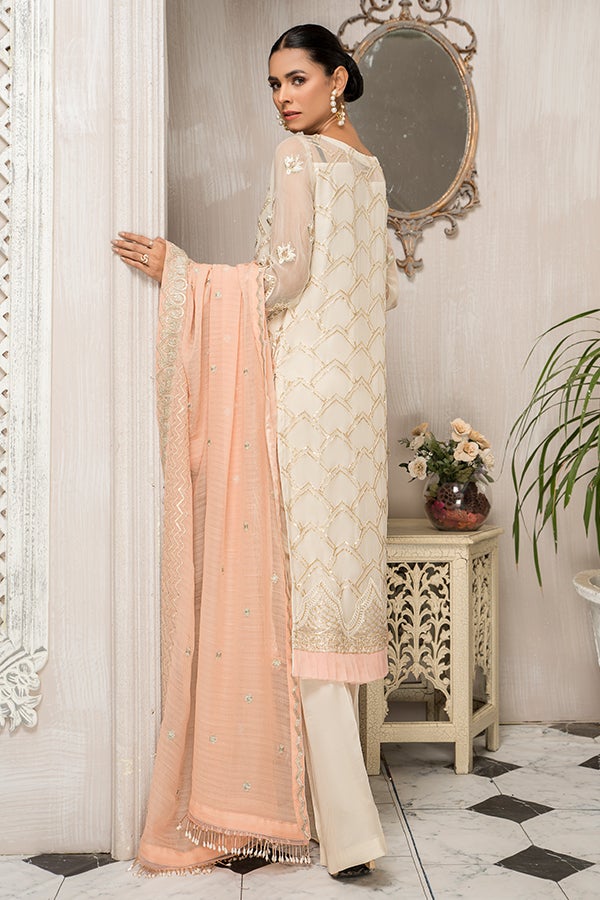 Pakistani Party Dress in Ethereal White Shade 2022
