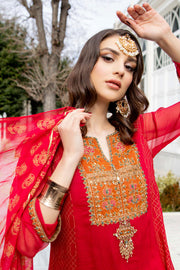 Pakistani Party Dress in Shocking Pink Kameez Trouser Style
