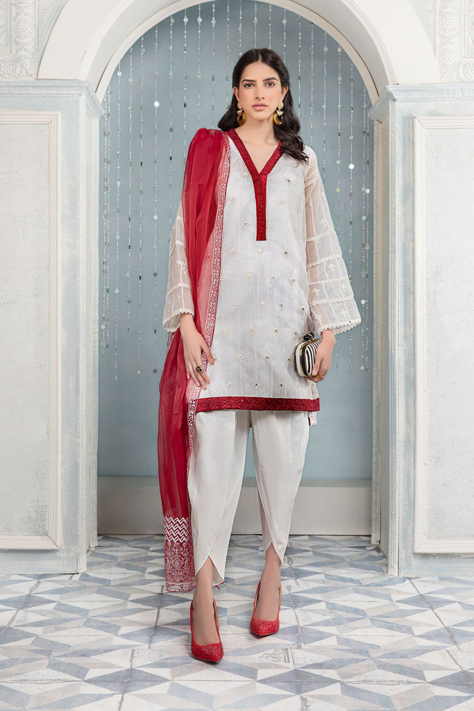 Buy Pakistani Party Dress in Tulip Pants with Kurti Style