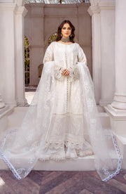 Pakistani Party Dress in White Kameez Trouser Style
