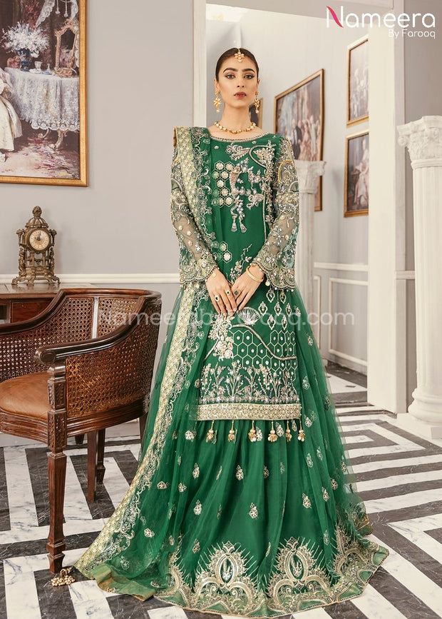 Buy Pakistani Party Wear Lehenga with Embroidery Online Nameera by Farooq