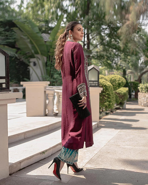 Pakistani Party Wear Organza Long Kameez Design Ladies