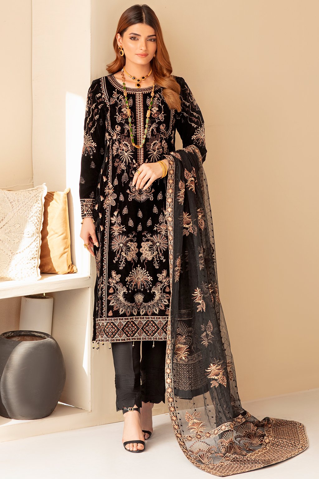 Pakistani Party Wear by Designer in Black Color Online