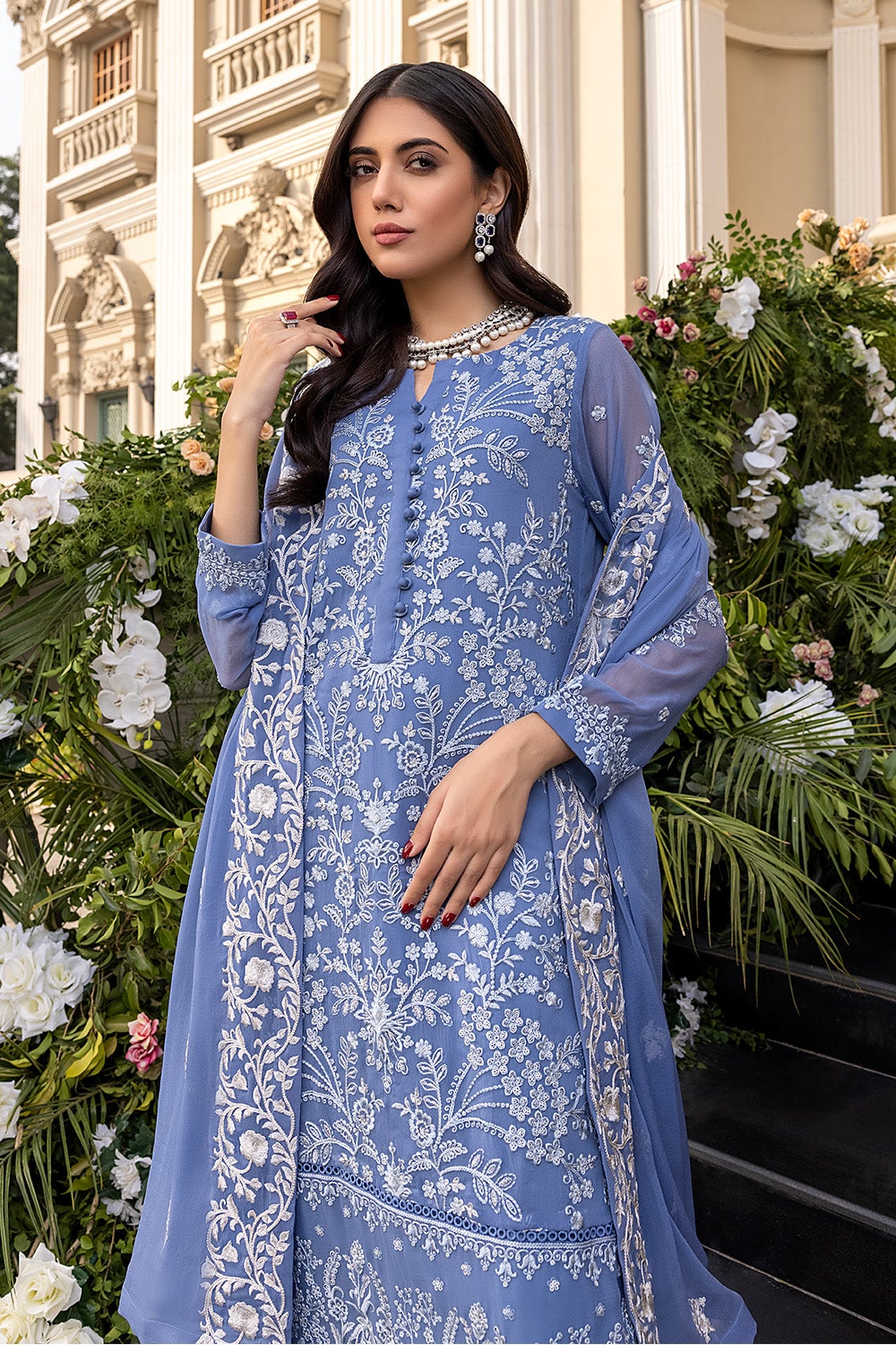 Pakistani Party Wear with Floral thread Work Online 2022 – Nameera by ...
