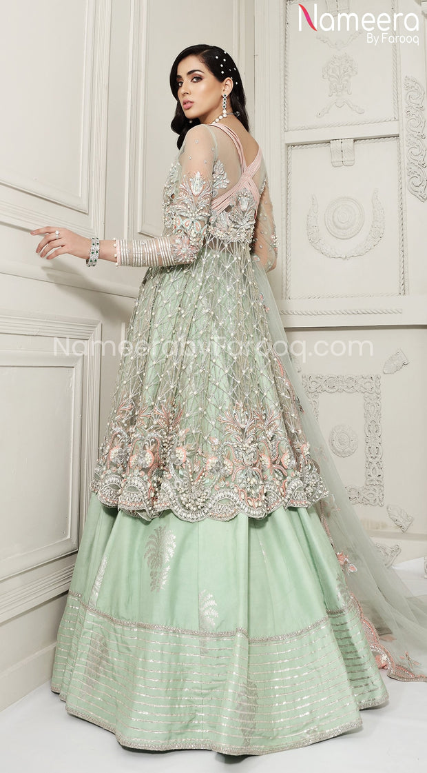 Pakistani Peplum Dress with Lehenga for Brides Backside Look