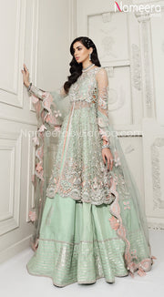 Pakistani Peplum Dress with Lehenga for Brides Front Look