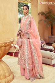 Pakistani Pink Chiffon Dress for Wedding Party