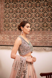 Pakistani Pink Lehenga Bridal with Choli Dress