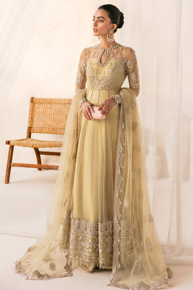 Pakistani Pishwas Dress in Olive Green Shade