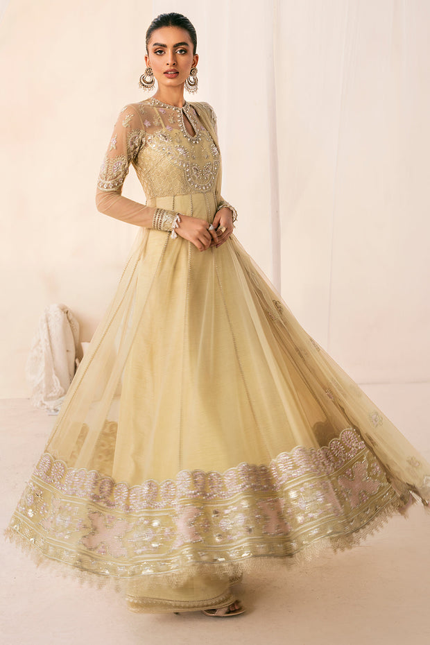 Pakistani Pishwas Dress in Olive Green Shade for Wedding