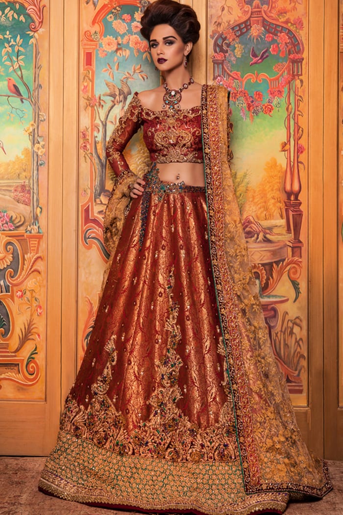 Pakistani Raw Silk Bridal Lehnga Choli 