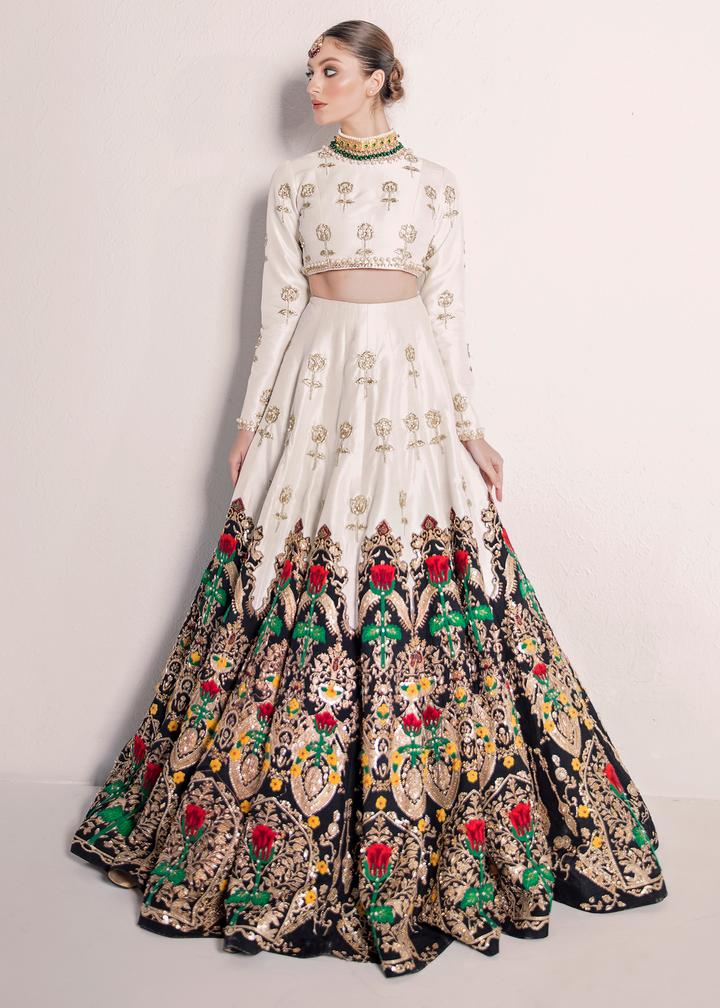 Pakistani Raw Silk Legnga Choli for Mehndi