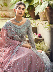 Pakistani Raw Silk Lehenga Dress for Bride 2021 Dupatta Look