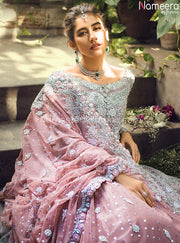 Pakistani Raw Silk Lehenga Dress for Bride 2021 Neckline View