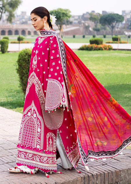 Pakistani Raw Silk Pink Kameez Salwar