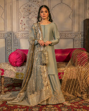Pakistani Raw Silk Sharara Kameez and Dupatta