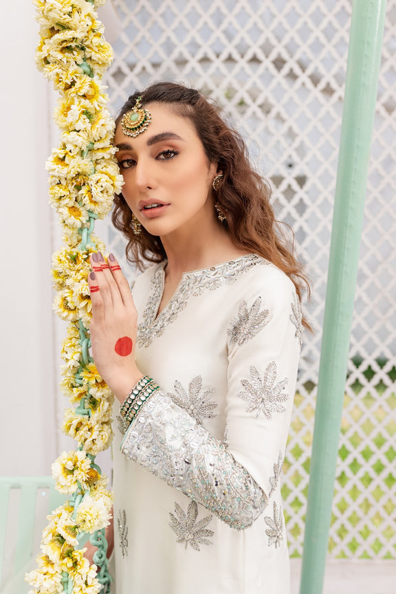 Pakistani Raw Silk White Salwar Kameez Dupatta Dress Online