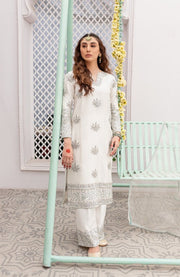 Pakistani Raw Silk White Salwar Kameez Dupatta Dress