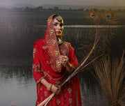 Pakistani Red Bridal Dress in Farshi Lehenga Kameez Style